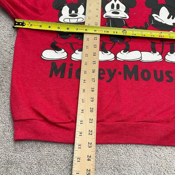 Disney Mickey Mouse Pullover Sweatshirt Juniors Large Red Crew Neck Cartoon - Picture 7 of 10